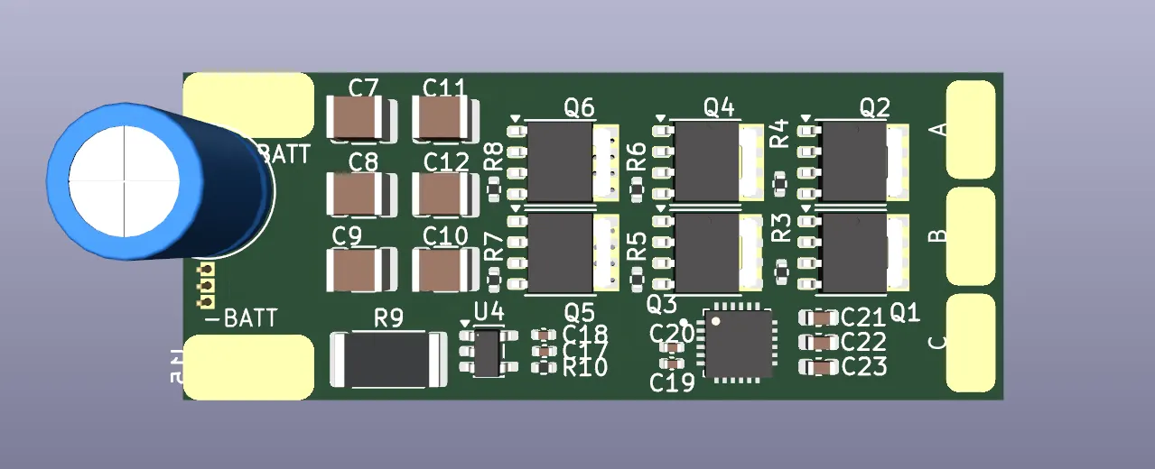 3D layout render of the ESC board