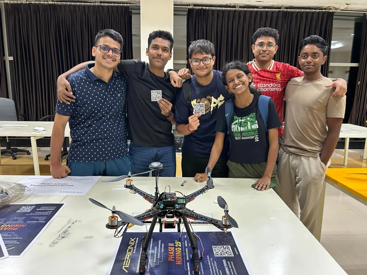 The team with an assembled test drone