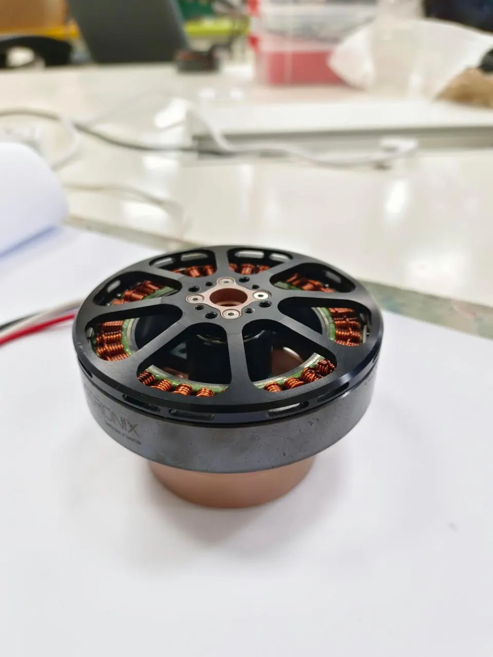 Assembled 8014 motor on the bench